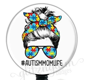 Autism Life Badge Holder, Autism Mom Badge Reel, Lanyard, Carabiner GG5588 - Picture 1 of 8