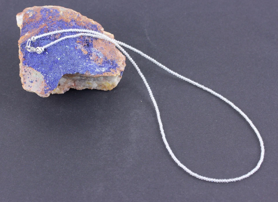 Bianca Topazio Collana Pietre Preziose Feingeschliffen Sfera Collier 45 CM - Immagine 1 di 1