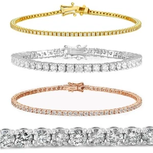 Tennis Bracelet Lab Grown Diamonds 3.60 Carat Round Cut D-F VVS-VS 14K Gold - Picture 1 of 1