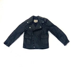 Polo Ralph Lauren Unisex Kids Size 7 Black Coated Denim Moto Biker Jacket - Picture 1 of 8