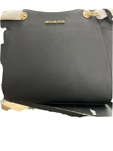 Michael Kors Large Leather Shoulder Tote Purse Satchel Handbag Purse Bag Black - Picture 1 of 1