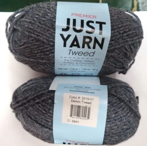 2 Skeins of Premier Just Yarn Color: Denim Tweed  #4 medium - Picture 1 of 2