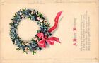 Vintage Postcard- Wreath, A Happy Brithday, Oh,