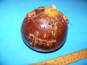 Carved Coconut Vintage Carved Letters on Sides - Picture 1 of 8