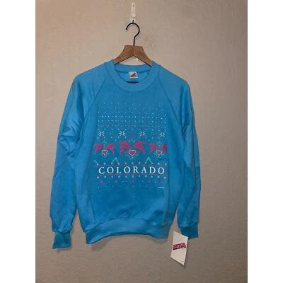 Sudadera Azul Gráfico Reno CO Colorado Vintage Años 90 Cuello Redondo De Colección Años 90  Foto 1 de 4