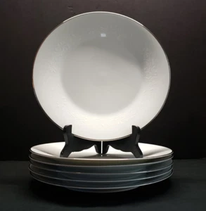 6er Set Vintage Noritake Reina Speiseteller 6450Q Japan weiß geprägt Blumen - Bild 1 von 15
