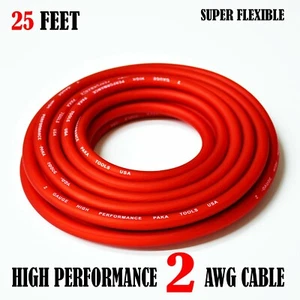 2 Gauge Wire RED , Amplifier Power/Ground Amp Wire 25 Feet Cable Roll - Picture 1 of 2