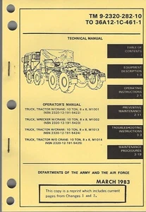 Historical book for Truck, Tractor w/Crane, 10 ton,8x8, M1001 series Operator's - Foto 1 di 1