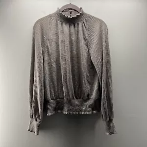 Free People Shirt Womens XS Gray Long Sleeve Boulevard Textured Mock Neck - Picture 1 of 7