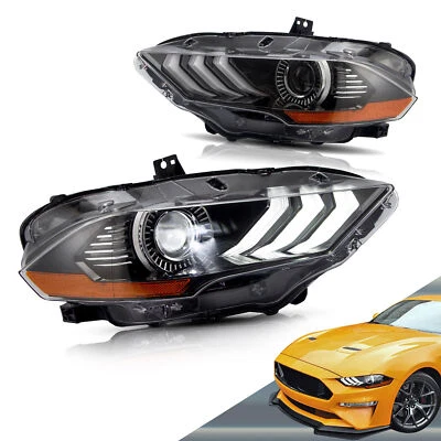 2X VLAND LED DRL Scheinwerfer Projektor Scheinwerfer Für 2018-2022 Ford Mustang - Bild 1 von 4