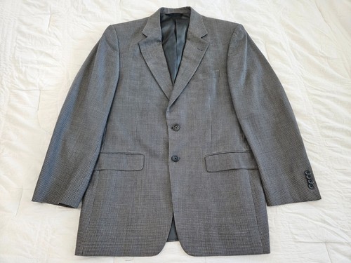 Burberry London Uomo 40R 2 Bottoni Tuta Giacca Cappotto Grigio Motivo Seta Lana