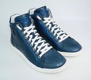 DSQUARED Men's Embellished Logo Leather High-Top Sneakers, Navy, MSRP $525 - Picture 1 of 12