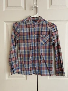 Vintage Plaid Button Up Shirt Long Sleeve Pocket Sportease Youth Girls Size 12 - Picture 1 of 8