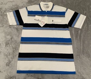 Penguin Polo Shirt Mens Medium White Blue Golf Collared Vintage Munsingwear USA - Picture 1 of 10