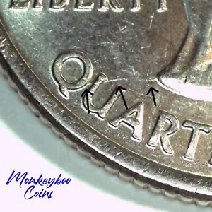 2002 P Indiana State Quarter - "Spiked Head" Die Crack - Rare Mint Error - Picture 1 of 3