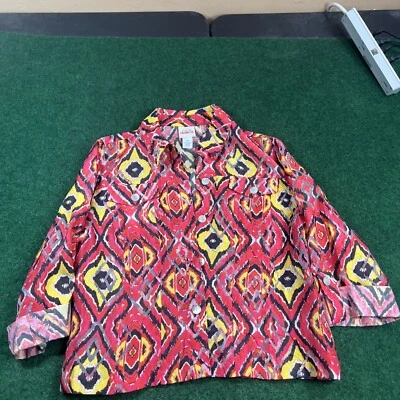 Ruby Rd Favorites Women 14 Flowers Lightweight Jacket/Top Button Up See Through - Image 1 of 4