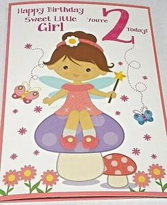 Girls 2nd Birthday Card. Fairy Theme. Sweet Little Girl. Heartstrings Cards. - Picture 1 of 4