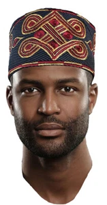 Navy-Blue Embroidered African Hand Woven ASO Oke Hat - Picture 1 of 4