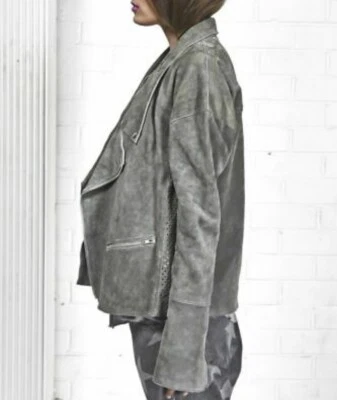 CHAQUETA DE CUERO GAMUZA ORACLE HUSTLER GRIS $550 ONE TEASPOON TALLA GRANDE talla S Foto 1 de 4