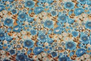 100% Cotton Fabric Shades of Cerulean Blue On Pale Turquoise - By the Yard - Picture 1 of 2