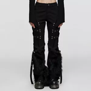 Punk Rave Dusk Vegan Fur Boot Cut Pants • Ships in 2-4 Weeks • Gothic - Picture 1 of 6