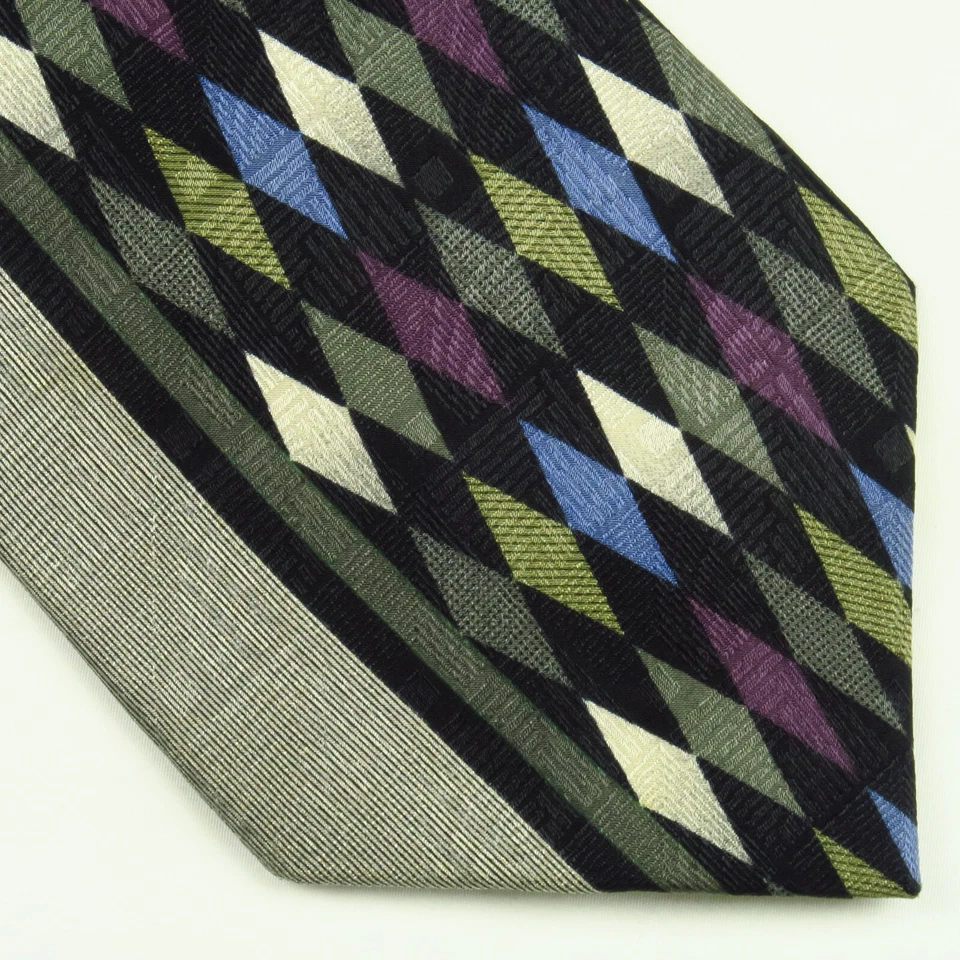 Louis Feraud 男式五颜六色的钻石 Argyle 色块图案 58"x3.75" 进口  — 第 1/4 张图片