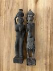AFRICAN Tribal Man And Woman Vintage  Wooden Hand Carved Wood Sculpture Statue