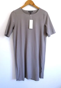 EILEEN FISHER Washable Crepe Elbow Sleeve Side Zip Shift Dress Smoke S NWT $238 - Picture 1 of 10