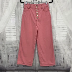 Kate Spade Size 0 Pink Wool Cotton Heather Basket Weave Pants Wide Leg Crop B29 - Picture 1 of 11