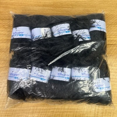 Lot of 10 Skeins Patons Whisper DK Eyelash Yarn Black #00007 50g 98 yds Each NIP - Image 1 of 4