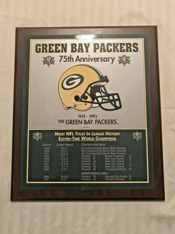 GREEN BAY PACKERS 75th Anniversary Championship Plaque Cover