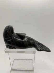 Inuit Seal Eskimo Vintage Canada  Serpentine Carving Signed 3 1/2” x 1 1/2” 4529 - Picture 1 of 8