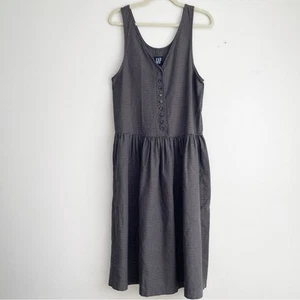 Vintage Gap womens houndstooth dress Sz S dark academia preppy button front midi - Picture 1 of 11