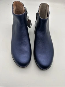 Fitflop Womens Ziggy Zip Sheer Metallic Blue Leather Boots, New w/o Box** - Picture 1 of 9