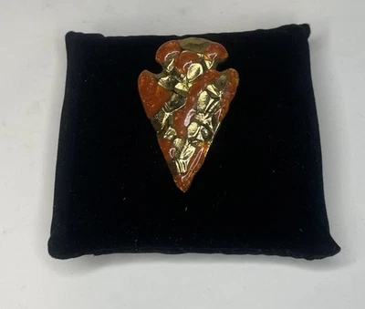 Vintage Arrow Head Gold And Orange Western Bolo Tie Slide - Image 1 of 4