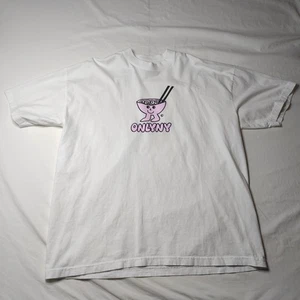 OnlyNY XL Grafik T-Shirt weiß rosa Nudeln Ramen Bowl S/S Baumwolle Streetwear - Bild 1 von 9