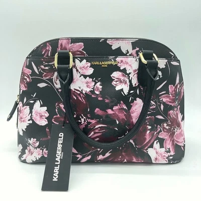 Karl Lagerfeld Paris Floral Berry Satchel Handbag Dome Purse - Image 1 of 4