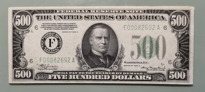 1934 A Five Hundred Dollar Federal Reserve Note $500 Bill Banknote RARE #96337 - Image 1 of 4