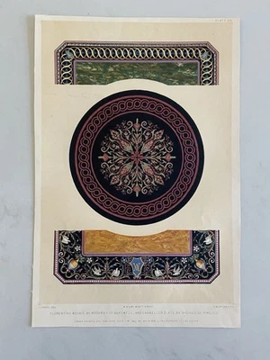 Antique Victorian Florentine Mosaic & Enamelled Slate Design Print – 1852 - Image 1 of 4