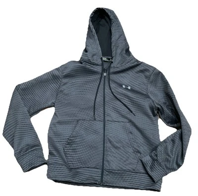 Under Amour 女式连帽衫全拉链运动衫中号灰色印花宽松 — 第 1/4 张图片