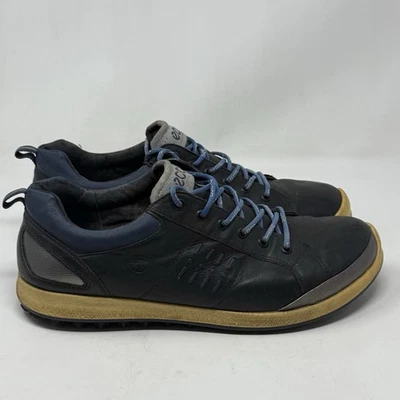 ECCO Biom Hybrid Golf Shoes Mens 12 EU 46 Black Blue Yak Leather Spikeless - Image 1 of 4