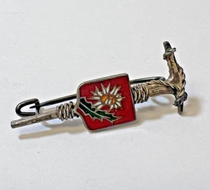 Vintage Alpine Mountaineering Hikers Pin / Brooch Made in France 1.25" x 3/4" - Picture 1 of 3