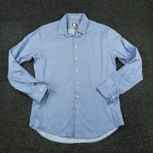 Camisa Express 1MX Para Hombre Mediana Azul Ajustada Vestido Botón Delantero Manga Larga Elastizada - Imagen 1 de 9