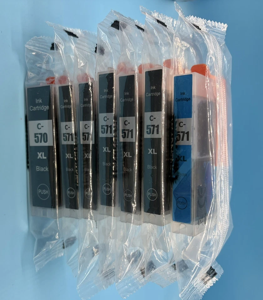 c-570 c-571 Ink Cartridges Canon Pixma MG5750 MG5751 TS5050 TS5051 Black & Cyan - Image 1 of 1