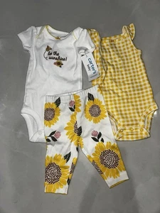 Neu Carters Sonnenblume 3-teiliges Outfit 0-3 Monate Baby Mädchen - Bild 1 von 3