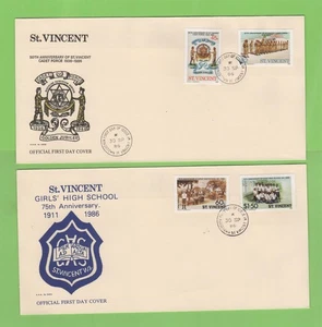 St Vincent 1986 Anniversaries set on two First Day Cover - Picture 1 of 1