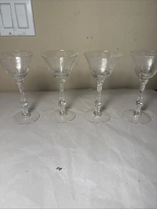 Set of (4) Cambridge ROSE POINT CLEAR Liquor Cocktail Sherry Cognac Glasses - Picture 1 of 3