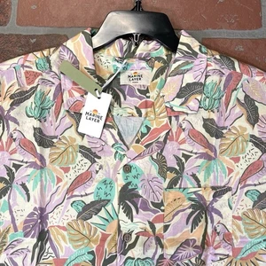 Marine Layer Linen Blend Resort Shirt Cabana AOP Floral Mens M/L Marge NWT $108 - Picture 1 of 17