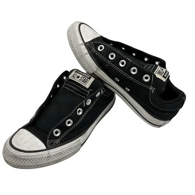 Converse Chuck Taylor All Star Youth 4 Black Canvas Unisex Low Top - No Laces - Image 1 of 4