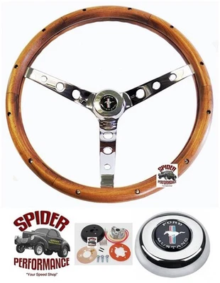 1965-1969 Mustang wood steering wheel PONY 15" CLASSIC WALNUT - Image 1 of 4